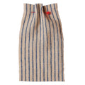 Khadi striped fabric with blue and beige pattern on a plain background. Fabric collection ATELIER A.PUUR.A 